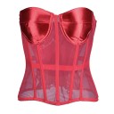 Naisten olkaimeton korsetti Puoliläpinäkyvä kiiltävä O-mallinen kaula-aukko Takana nauhoitus Polyesteri Spandex Tyylikäs toppi 7