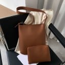 Naisten olkalaukku PU-nahasta 28 x 27 x 9,5 cm Minimalistinen neliömäinen muoto Leveä säädettävä hihna soljella 2