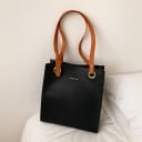 Naisten olkalaukku shopper-muodossa 27 x 31 x 11 cm Keinonahasta Pitkät hihnat metallisoljilla Pyöreät metallirenkaat 2