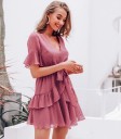 Naisten pinkki mekko röyhelöillä 2