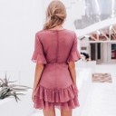 Naisten pinkki mekko röyhelöillä 3