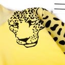 Naisten pitkä huppari leopardikuvioilla hihoissa leopardin pään painatus olkapäillä korkea kaulus ribbausmanchetit puuvilla 10