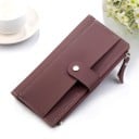 Naisten pitkä lompakko keinonahasta etupussilla, joka suljetaan metallinapituksella Vetoketju reunan ympärillä Mattapintainen pinta 3
