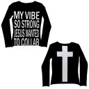 Naisten pitkähihainen T-paita, pyöreä pääntie. Streetwear-tyyliä, jossa kristillinen aihe. Risti selässä ja painatus edessä. Alkuperäinen tyyli. 2