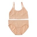 Naisten ribbattu alusvaatesetti bralette-rintaliivit ilman tukea ohuilla olkaimilla ja alushousut klassisella leikkauksella matalalla 5