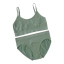 Naisten ribbattu alusvaatesetti bralette-rintaliivit ilman tukea ohuilla olkaimilla ja alushousut klassisella leikkauksella matalalla 3