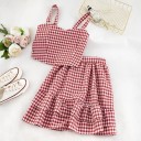 Naisten ruudullinen crop toppi ja hame 4
