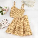 Naisten ruudullinen crop toppi ja hame 7