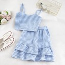 Naisten ruudullinen crop toppi ja hame 6
