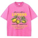 Naisten sitruunakuvioinen T-paita Ylisuuri malli Vintage-teksti Premium Fresh Mukava istuvuus Streetwear Lyhythihainen T-paita 4