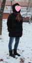 Naisten talvitakki hupulla J1683 19