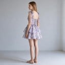 Naisten verkkokankaiset mini mekot olkaimilla, joissa on nauhat ja korsettimainen yläosa, jossa on nauhoitus selässä, sinivalkoisessa värissä 4