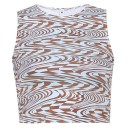 Naisten yksinkertaisella kuviolla varustettu crop top O-mallinen pääntie leveillä olkaimilla polyesteri spandex mukava moderni toppi 1