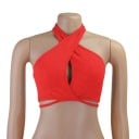 Naisten yksivärinen crop top O-mallinen kaula-aukko leveillä olkaimilla rintaleikkauksella polyesteri spandex 3