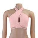 Naisten yksivärinen crop top O-mallinen kaula-aukko leveillä olkaimilla rintaleikkauksella polyesteri spandex 5