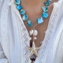 Nakkede med skaller og sten, vedhæng i form af søstjerne og små havmotiver, markant damesmykke med kæde 3