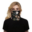 Nakkestræk med tryk af hvide roser og grønne blade på sort baggrund som halsedisse til cykling og vandring samt sport unisex 4
