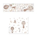 Naklejka na ścianę 98 x 81,5 cm Medwiedź z królikiem w brązowych balonach Przezroczysta dziecięca dekoracja ścienna z matowego winylu Delikatna 1