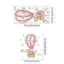 Naklejka na zeź do pokoju dziecięcego 67,2 x 60,08 cm Tygrys, małpa i słoń w różowym balonie dekoracja ścienna z przezroczystego matowego winylu 2