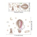 Naklejka na zeź do pokoju dziecięcego 71,5 x 50,1 cm Niedźwiedź i królik w balonie dekoracja ścienna z przezroczystego matowego winylu łatwa 2