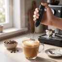 Napăcător electric de lapte și mixer 2 în 1 Spirală și tel 3 viteze Încărcare USB-C Oțel inoxidabil Pentru cafea și ouă 2