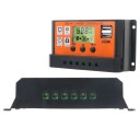 Napelem töltésszabályzó 13,30 x 6,90 x 3,10 cm 12,8 V 30 A Színes LCD MPPT/PWM Duális USB Automatikus azonosítás Védelem Töltés és kisütés 2