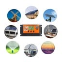 Napelem töltésszabályzó 13,30 x 6,90 x 3,10 cm 12,8 V 30 A Színes LCD MPPT/PWM Duális USB Automatikus azonosítás Védelem Töltés és kisütés 3