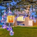 Napelemes LED függő dekoráció 6 izzó 50 cm műanyag színes világítás kertbe, erkélyre és belső térbe 4