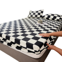 Napínací prostěradlo 120 x 200 x 30 cm Elastické prostěradlo na matraci Bavlna polyester Protiskluzové s gumou po obvodu Barevný čtvercovaný vzor 2