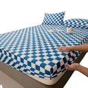 Napínací prostěradló 90 x 200 x 20 cm Elastikus matraclepedő Pamut poliészter Csúszásmentes, gumival az oldalán Színes négyzetmintás 3