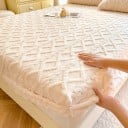 Napinające elastyczne flanelowe prześcieradło 200 × 220 cm, Gładkie miękkie ciepłe prześcieradło, trzyma się na miejscu, wzór w romby 5