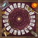 Nappe avec motif de cartes de tarot 49 x 49 cm Tissu de cartes avec 12 signes du zodiaque Tirage de cartes Tapis de méditation Différentes 1