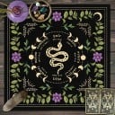 Nappe avec motifs de tarot 49 x 49 cm Nappe noire avec motif de serpent Décoration intérieure ésotérique et mystique 1
