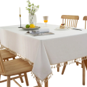 Nappe en coton avec franges 60 × 60 cm Nappe lavable pour petite table à manger ou de thé pour réception de mariage, soirée, banquet, décoration 1