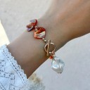 Náramek s perleťovými články a dekorativním zapínáním, nepravidelný design, dámský náramek v mořském stylu 2