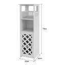 Narrow Bathroom Cabinet 78 x 22 x 22 cm with Grille Pattern Doors and Two Open Compartments with Decorative Cutouts in White 8