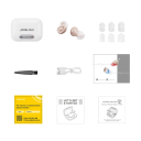 Naslouchátka mini do uší s nabíjecím pouzdrem 2,3 x 1,2 x 0,9 cm zesílení 31 dB frekvence 290 až 4500 Hz béžová pro seniory a nedoslýchavé 2