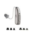 Naslouchátko Bluetooth za ucho do levého ucha s nabíjecím pouzdrem 33 x 7 mm stříbrné na poslech hudby i hovory pro seniory a nedoslýchavé 2