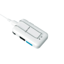 Naslouchátko kapesní nabíjecí se dvěma sluchátky do uší a 7 úrovněmi hlasitosti 75 x 37 x 13 mm USB nabíjení bílo-tyrkysové pro seniory 3