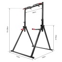 Nastavitelná hrazda na shyby s bradly, nosnost 200 kg, výška 175–230 cm, šířka úchopu 105 cm, ocelová konstrukce, černá, silový trénink 4