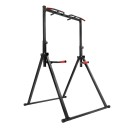 Nastavitelná hrazda na shyby s bradly, nosnost 200 kg, výška 175–230 cm, šířka úchopu 105 cm, ocelová konstrukce, černá, silový trénink 2
