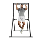 Nastavitelná hrazda na shyby s bradly, nosnost 200 kg, výška 175–230 cm, šířka úchopu 105 cm, ocelová konstrukce, černá, silový trénink 10