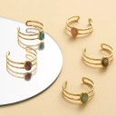 Nastaviteľný prsteň s oválnym kamienkom 18,2 mm, reliéfna obrúčka s dvojitou líniou, výrazný prírodný motív 6