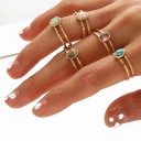 Nastavitelný prsten s oválným kamínkem 18,2 mm, reliéfní obroučka s dvojitou linií, výrazný přírodní motiv 5