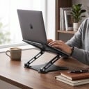Nastaviteľný stojan na notebook 10 až 15,6 palca 25 x 25 cm skladací a prenosný s otvorenou podložkou na chladenie čierny 2