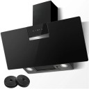 Nástěnná digestoř 800 m³/h 90 x 38,7 x 79 cm nerezový kryt s černým sklem LED osvětlení dotykové ovládání odsavač par do kuchyně 2