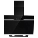 Nástěnná digestoř šikmá 350 m³/h 32,9 x 59,5 x 68,1 cm tvrzené sklo a nerezová ocel v černé barvě energetická třída A++ nad varnou desku 2