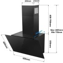 Nástěnná digestoř šikmá 550 m³/h 38,5 x 59,5 x 73,5 cm černé sklo s dotykovým ovládáním a LED osvětlením energetická třída A++ do kuchyně 2
