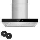 Nástěnná digestoř Topstrong 400 m³/h 60 cm nerezová ocel s černým sklem LED dotykové ovládání odsávání i recirkulace do kuchyně 1