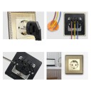 Nástěnná zásuvka EU Schuko 110–240 V, 86×90 mm, panel ze zinkové slitiny, bronzová, univerzální retro zásuvka do domácnosti i kanceláře 3